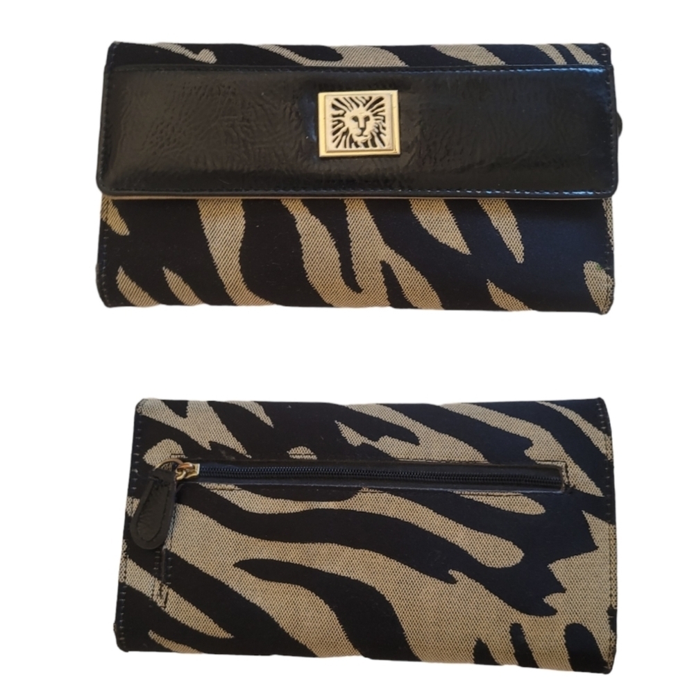 Anne Klein Vintage Animal Print Patent Leather Wallet
